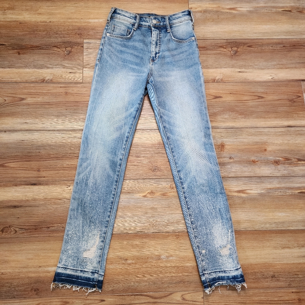 Picro The Cigarette Skinny Jeans Women's 25 Blue Distressed Ankle Denim
